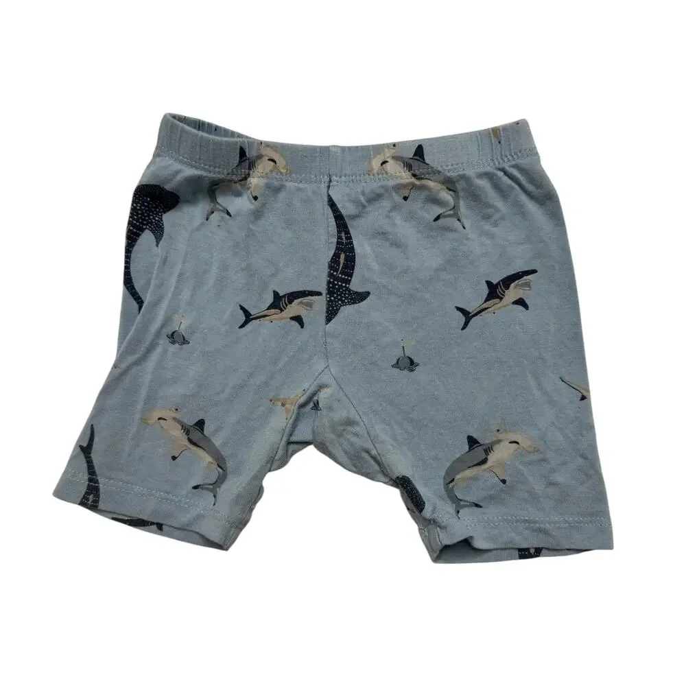 KYTE BABY Blue Sharks Pajama Shorts Size 2T Kids Bamboo Viscose Sleep